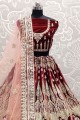 Exquisite Maroon Color Lehenga Choli in Velvet with Lace