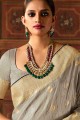 Grey Silk South Indian Saree with Weaving