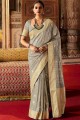 Grey Silk South Indian Saree with Weaving