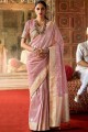 Silk South Indian Saree with wevon in Pink