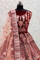 Wedding Lehenga Choli in Maroon Velvet with Lace