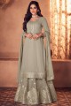 Grey Lehenga Suit with Embroidered Georgette