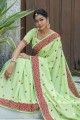 Green Party Wear Saree in Art silk with Stone,thread,embroidered