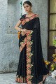 Art silk Black Party Wear Saree in Stone,thread,embroidered