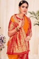 Orange Weaving Banarasi silk Saree