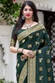 Party Wear Saree in Green Silk with Weaving