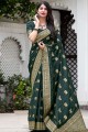 Party Wear Saree in Green Silk with Weaving