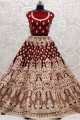 Wedding Wear Embroidery Red Velvet Bridal Lehenga