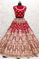 Velvet Pink Bridal Lehenga Choli in Embroidered