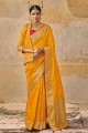 Weaving Wedding Saree in Yellow Jacquard and silk