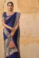 Blue Weaving Wedding Saree in Jacquard and silk