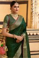 Weaving Jacquard and silk Green Wedding Saree with Blouse