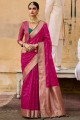 Pink Wedding Saree in Jacquard and silk with Weaving