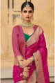 Pink Wedding Saree in Jacquard and silk with Weaving