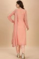 Georgette Salwar Kameez with Embroidered in Peach