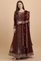 Maroon Georgette Designer Embroidered Anarkali Suit with Dupatta