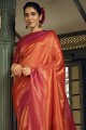 Art silk Saree in Red with Weaving work