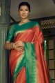 Art silk Weaving Red Saree with Blouse