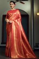 Weaving Art silk Wedding Saree in Red with Blouse