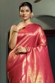 Art silk heavy Wedding Saree with Weaving in Pink
