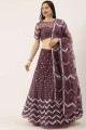Burgundy  Party Lehenga Choli in Net with Embroidered