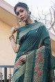 Teal green Weaving Tussar silk Saree