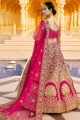 Pink Embroidered Velvet Wedding Lehenga Choli