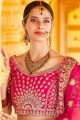 Pink Embroidered Bridal Lehenga Choli in Velvet