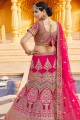 Velvet Bridal Lehenga Choli with Embroidered in Pink