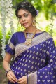 Royal blue Saree in Cotton and silk with Weaving