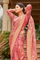 Pink Weaving handloom Saree in Cotton and handloom silk