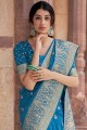 Weaving Silk Blue Wedding Saree with Blouse