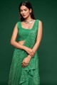 Embroidered Georgette Party Wear Saree in Green