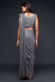 Grey Embroidered Party Wear Saree in Georgette