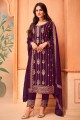 Faux georgette Eid Salwar Kameez with Embroidered in Purple