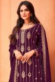 Faux georgette Eid Salwar Kameez with Embroidered in Purple