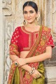 Mahendi  South Indian Saree in Art silk with Embroidered