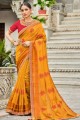 Mustard  South Indian Saree in Art silk with Embroidered