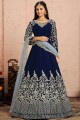 navy blue Anarkali Suit with Heavy  Embroidered Velvet