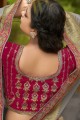 Grey Tissue and organza Saree with weaving Embroidered Border,Blouse Work