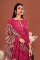 Jacquard and muslin Digital print Pink Salwar Kameez with Dupatta