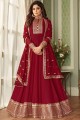 Maroon Georgette Embroidered work Anarkali Suit with Dupatta