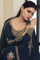 Embroidered Georgette Eid Palazzo Suit in Blue