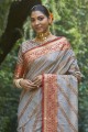 Weaving Silk Saree in Grey with Blouse