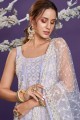 Lavender Salwar Kameez with Embroidered Net