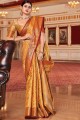 Wevon Saree in Mustard  Silk