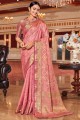 Pink Saree with Weaving Silk