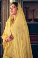Yellow Salwar Kameez in Jacquard and muslin with Embroidered