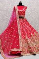 Thread Art silk Bridal Lehenga Choli in Pink