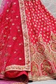 Thread Art silk Bridal Lehenga Choli in Pink